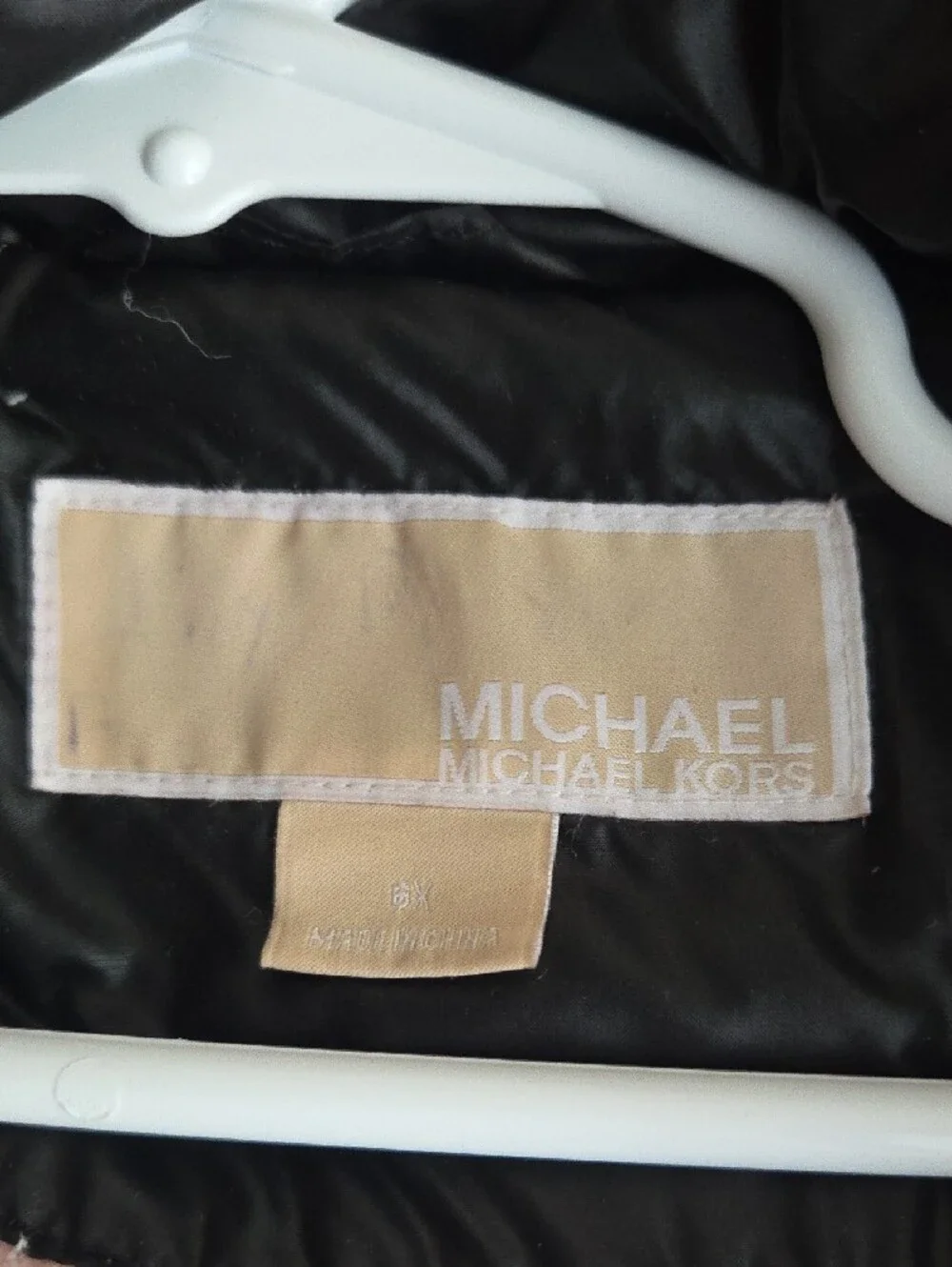 Michael Kors Black Puffer Coat with Pink Faux-Fur Hood Trim